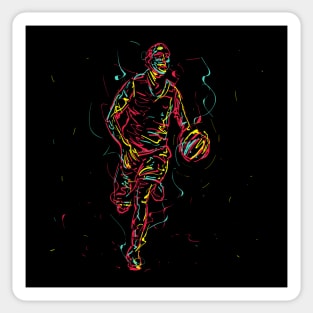 basketball player dibbling ball abstract Sticker